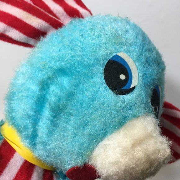 RARE Vintage Elephant Plush Blueberry Candy Stripe